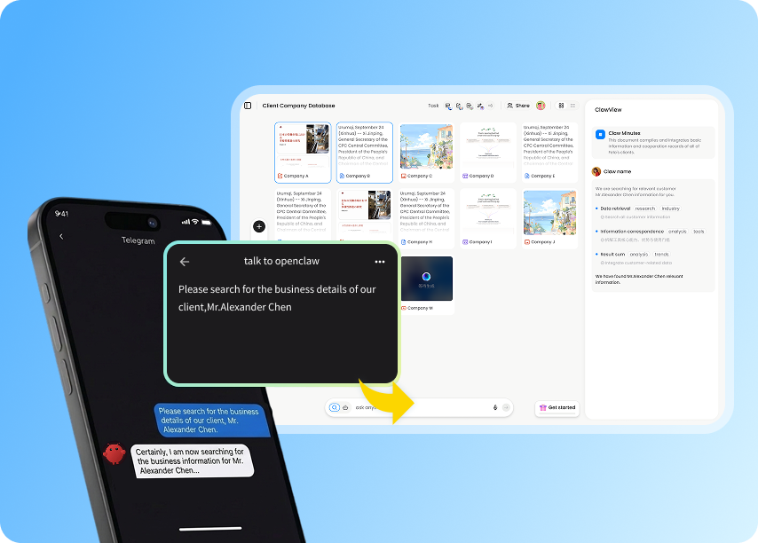 MemClaw 工作区界面，展示面向 OpenClaw 的持久项目记忆